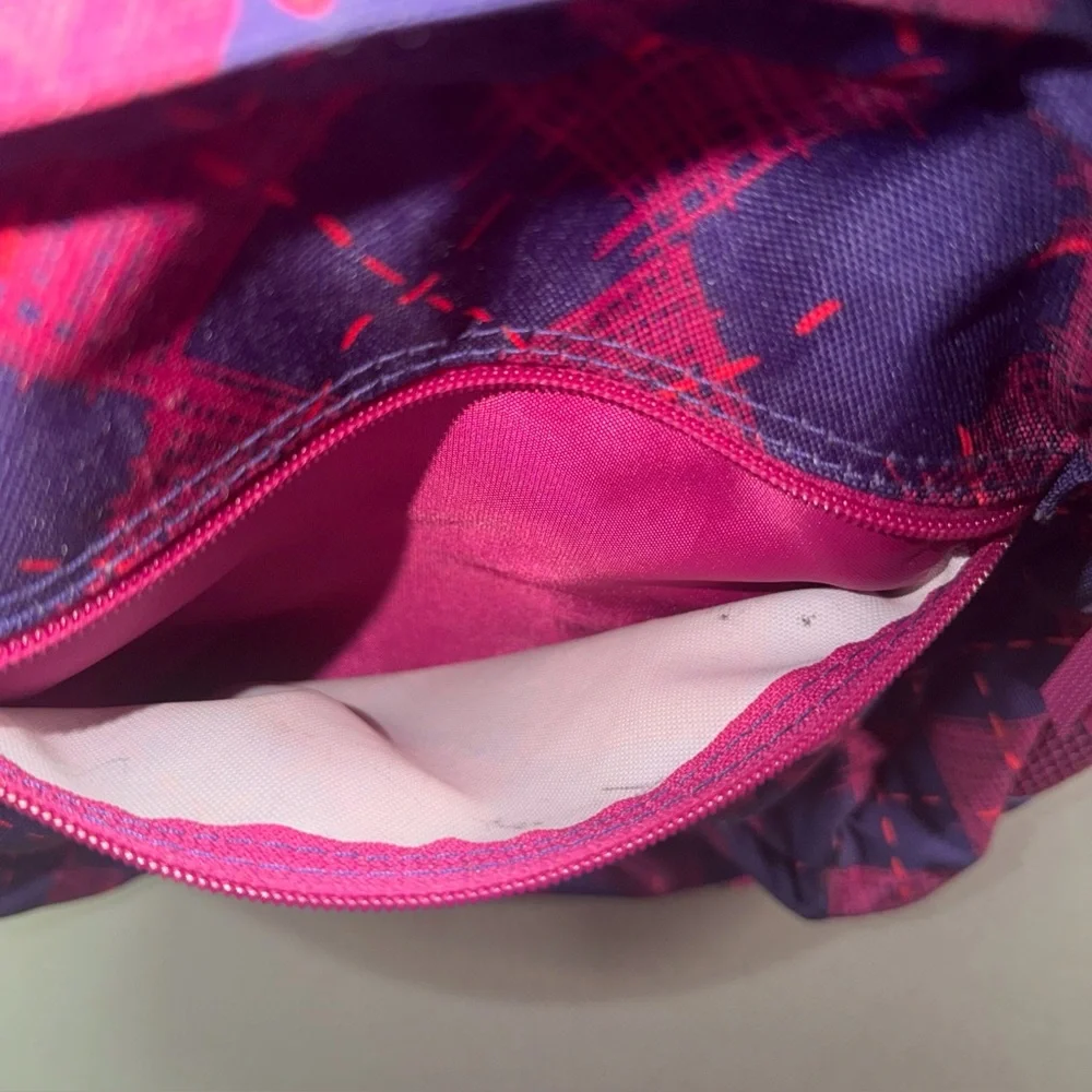 Trans by Jansport Backpack Purple‎ Blue Pink Girls Diamond Pattern Zip Pockets